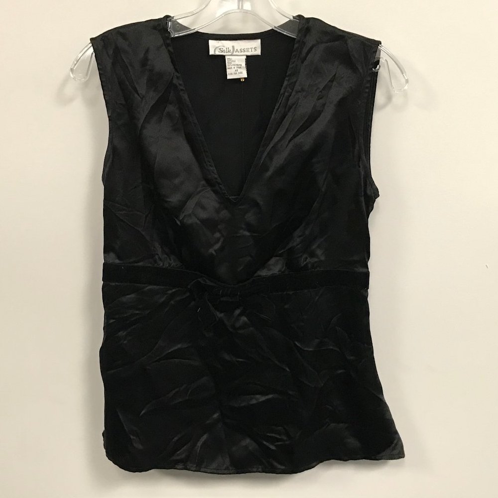 NWT 100% Pure Silk Assets Velvet Bow Tie Tank Top